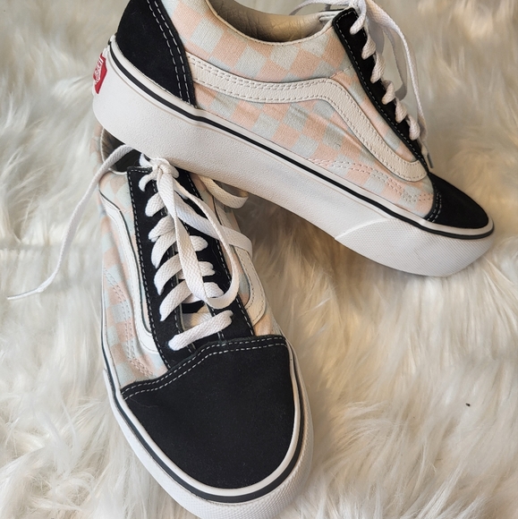 Vans Shoes - Lifted Vans Classic Skate Pink&White Checkered Platform